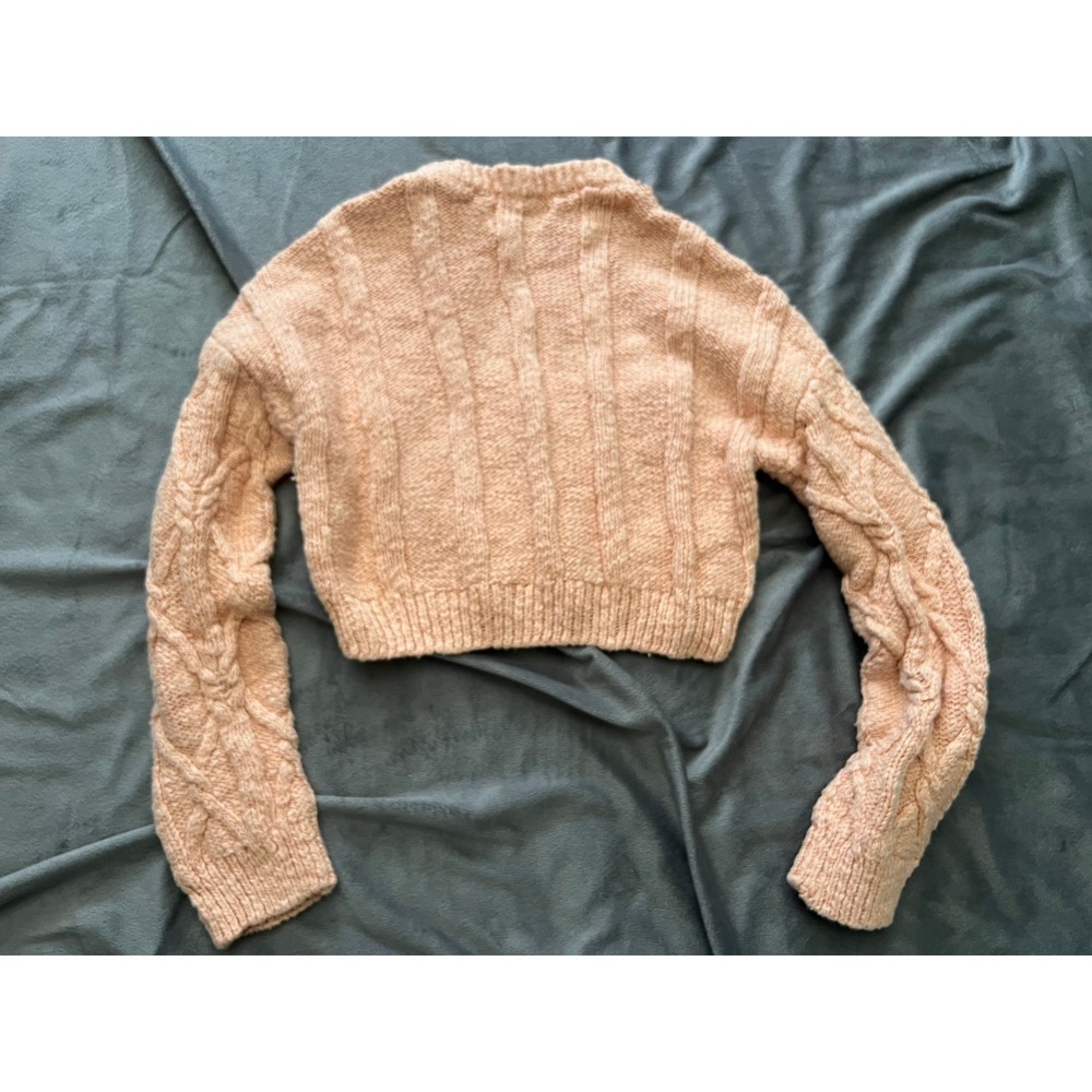 Urban Outfitters Peach Cable Knit Cropped Sweater Small - Picture 5 of 6